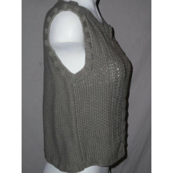 Sarah Taylor Womens Hand Knit Olive Green Sleeveless Cable Knit Sweater Sz Small - Picture 2 of 6